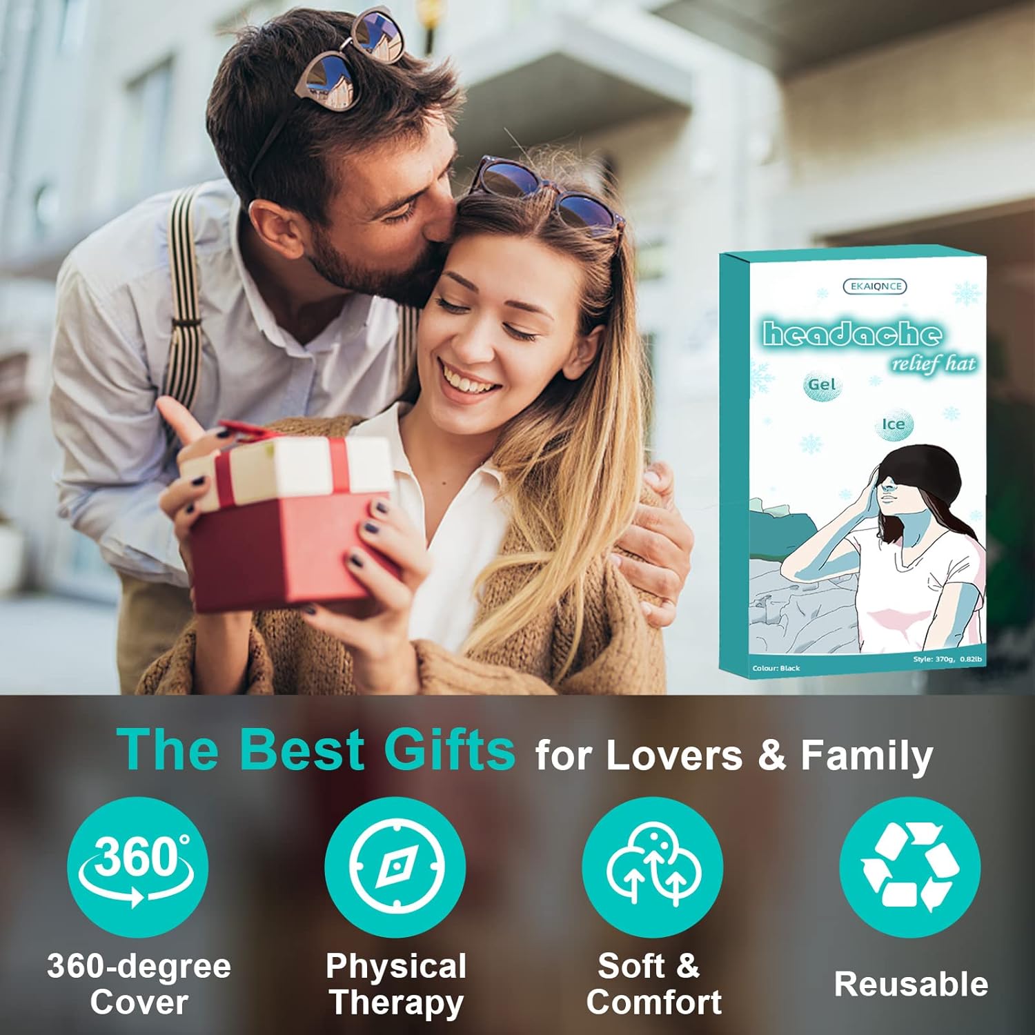 Headache Relief Hat with Cooling Gel & 360° Compression